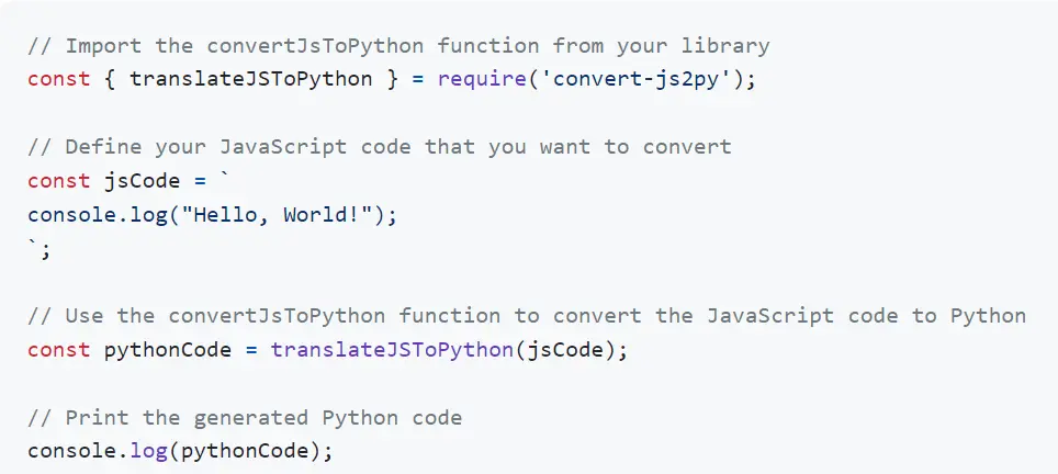 Convert JavaScript To Python